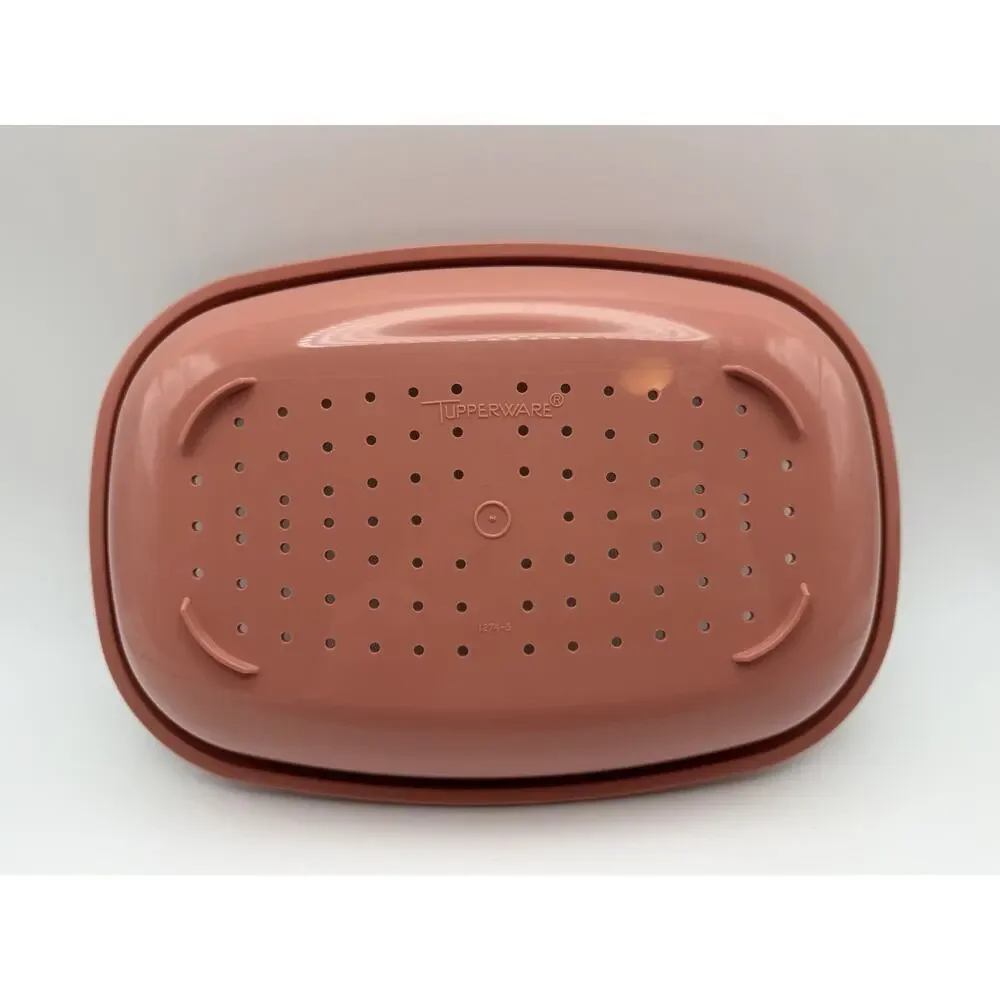 Tupperware Vintage Microwave Food Steamer 6 Cups Dusty Rose Pink 3 Piece 1273-5